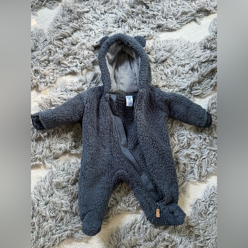 Carters - Blue Zip Bear Fleece - Newborn